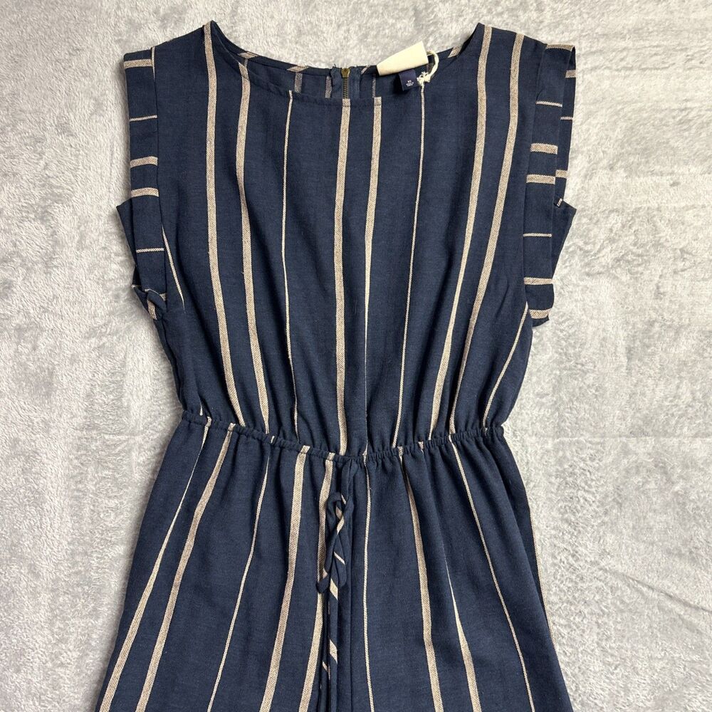Universal Thread Jumpsuit Romper NWT - Striped Navy/Tan Wide Leg Sz XS - Picture 3 of 16